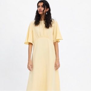 Zara | Dresses | Zara Yellow Linen Midi Dress M | Poshmark